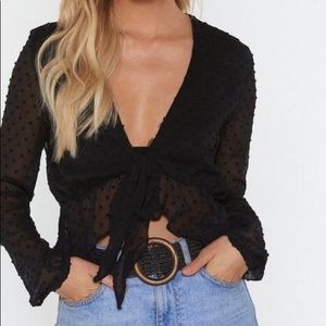 Black mesh tie top